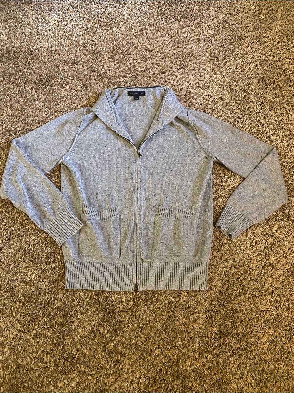 Banana Republic Gray Zip Up Sweater 100% Cotton Size Medium